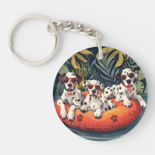 Dalmatian Dogs Summer Pineapple Pool Float Key Ring