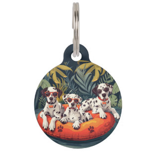 Dalmatian Dogs Summer Pineapple Pool Float Pet Tag
