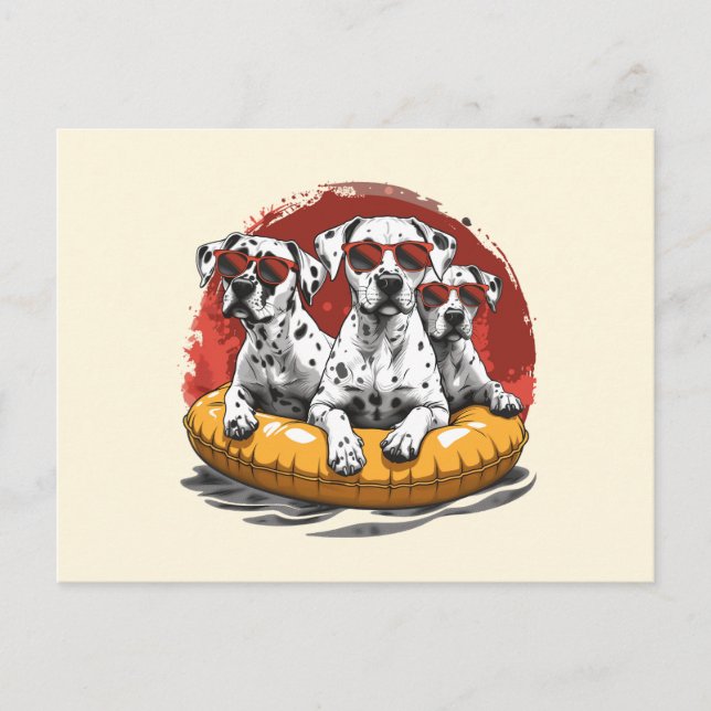 Dalmatian Dogs Summer Pineapple Pool Float Postcard (Front)