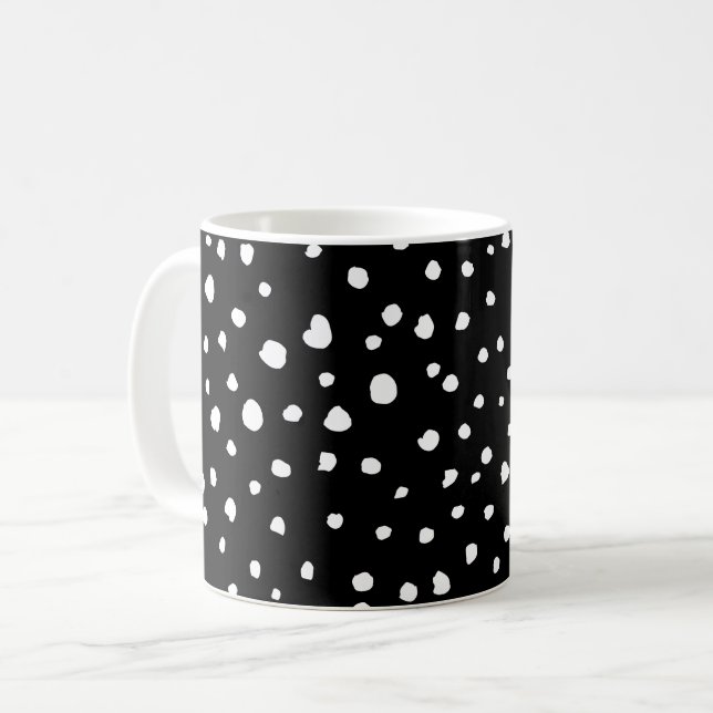 Dalmatian Dots, Dalmatian Spots, Black and White Coffee Mug (Front Left)