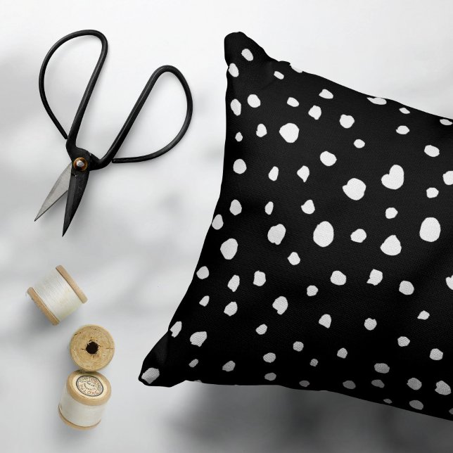 Dalmatian Dots, Dalmatian Spots, Black and White Decorative Cushion (Creator Uploaded)