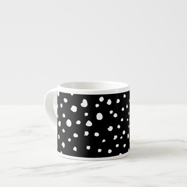 Dalmatian Dots, Dalmatian Spots, Black and White Espresso Cup (Front Left)