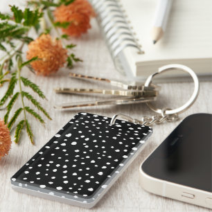 Dalmatian Dots, Dalmatian Spots, Black and White Key Ring