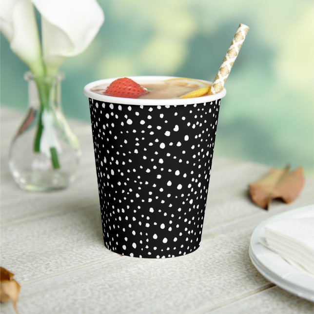 Dalmatian Dots, Dalmatian Spots, Black and White Paper Cups (Insitu)