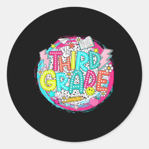Dalmatian Dots Dream 3rd Team Third Grade Teacher Classic Round Sticker