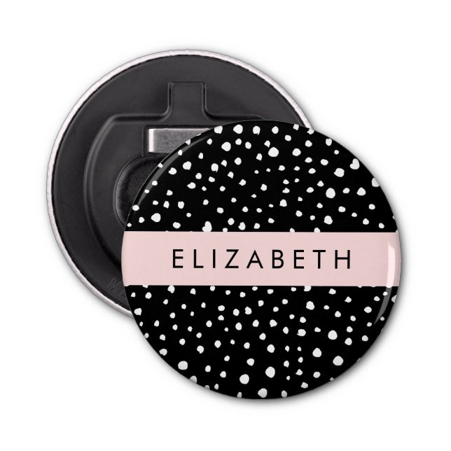Dalmatian Dots, Spots, Black and White, Your Name Bottle Opener (Front)