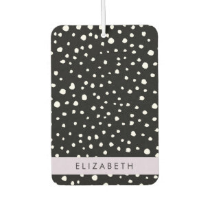 Dalmatian Dots, Spots, Black and White, Your Name Car Air Freshener