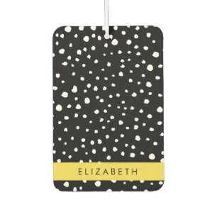 Dalmatian Dots, Spots, Black and White, Your Name Car Air Freshener