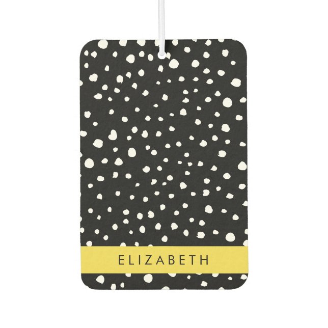 Dalmatian Dots, Spots, Black and White, Your Name Car Air Freshener (Front)
