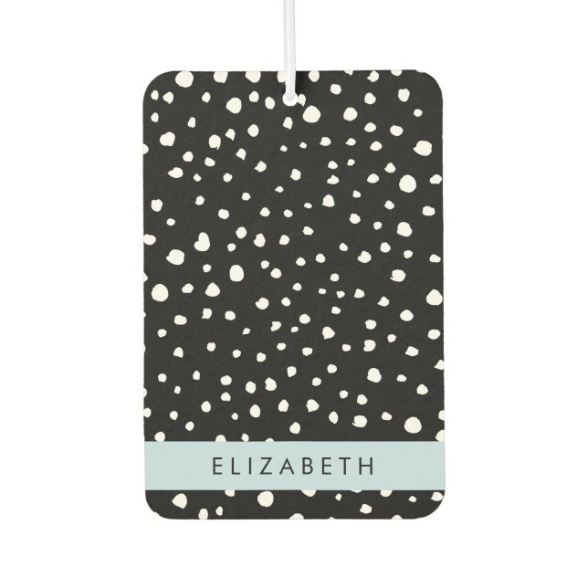Dalmatian Dots, Spots, Black and White, Your Name Car Air Freshener (Front)