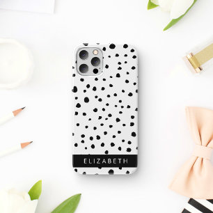 Dalmatian Dots, Spots, Black and White, Your Name iPhone 12 Pro Case