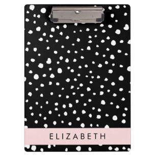 Dalmatian Dots, Spots, Black and White, Your Name Clipboard