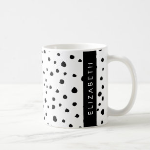 Dalmatian Dots, Spots, Black and White, Your Name Coffee Mug