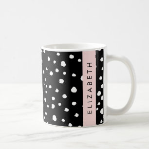 Dalmatian Dots, Spots, Black and White, Your Name Coffee Mug