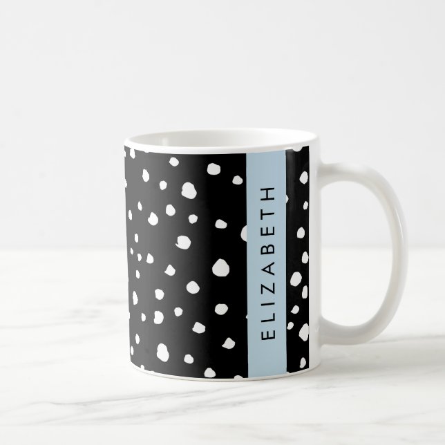 Dalmatian Dots, Spots, Black and White, Your Name Coffee Mug (Right)