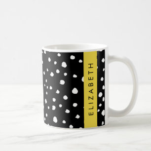 Dalmatian Dots, Spots, Black and White, Your Name Coffee Mug