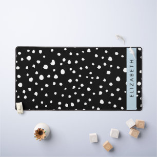 Dalmatian Dots, Spots, Black and White, Your Name Desk Mat