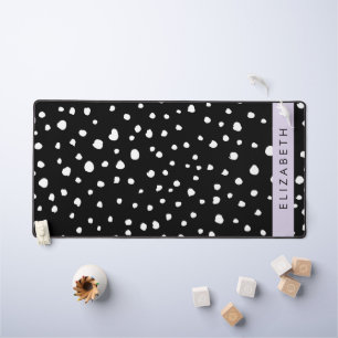 Dalmatian Dots, Spots, Black and White, Your Name Desk Mat