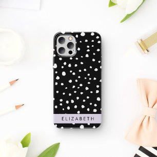 Dalmatian Dots, Spots, Black and White, Your Name iPhone 16 Case