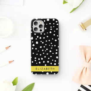 Dalmatian Dots, Spots, Black and White, Your Name iPhone 16 Case
