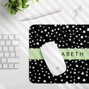Dalmatian Dots, Spots, Black and White, Your Name Mouse Mat