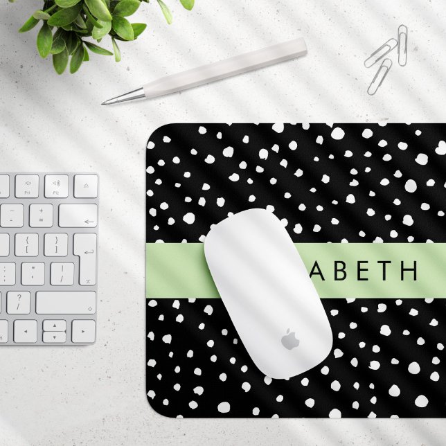 Dalmatian Dots, Spots, Black and White, Your Name Mouse Mat (Creator Uploaded)