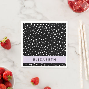 Dalmatian Dots, Spots, Black and White, Your Name Napkin