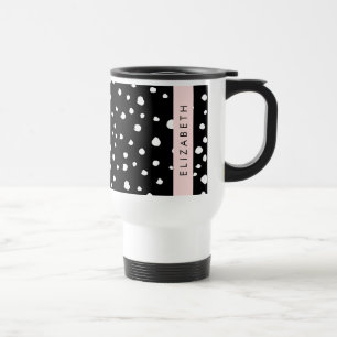 Dalmatian Dots, Spots, Black and White, Your Name Travel Mug