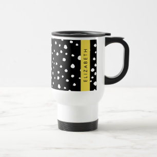 Dalmatian Dots, Spots, Black and White, Your Name Travel Mug