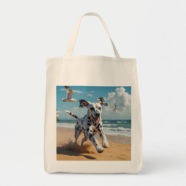 Dalmatian Elegant Grocery Tote Bag (Front)