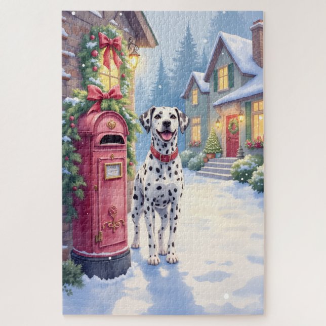 Dalmatian Festive Mailbox Christmas Art Jigsaw Puzzle (Vertical)