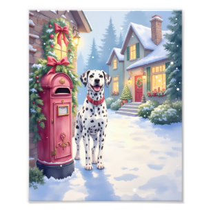 Dalmatian Festive Mailbox Christmas Art Photo Print