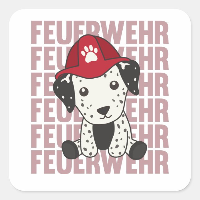Dalmatian Fire Brigade Dog Cute Dogs Square Sticker (Front)