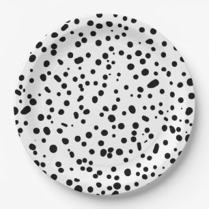 Dalmatian Firefighter Black White Birthday Paper Plate