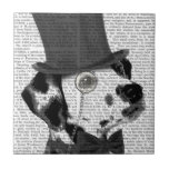 Dalmatian, Formal Hound and Hat Tile<br><div class="desc">Dalmatian, Formal Hound and Hat by FabFunky. Features a dapper dalmation wearing a fun tophat and monocle. | 191418D</div>