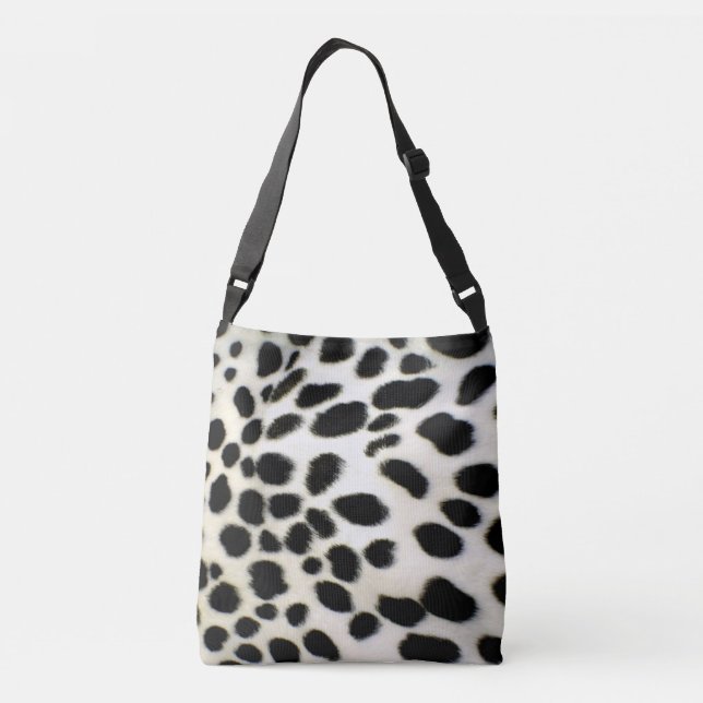 Dalmatian Fur Customise Texture Black and White Crossbody Bag (Back)