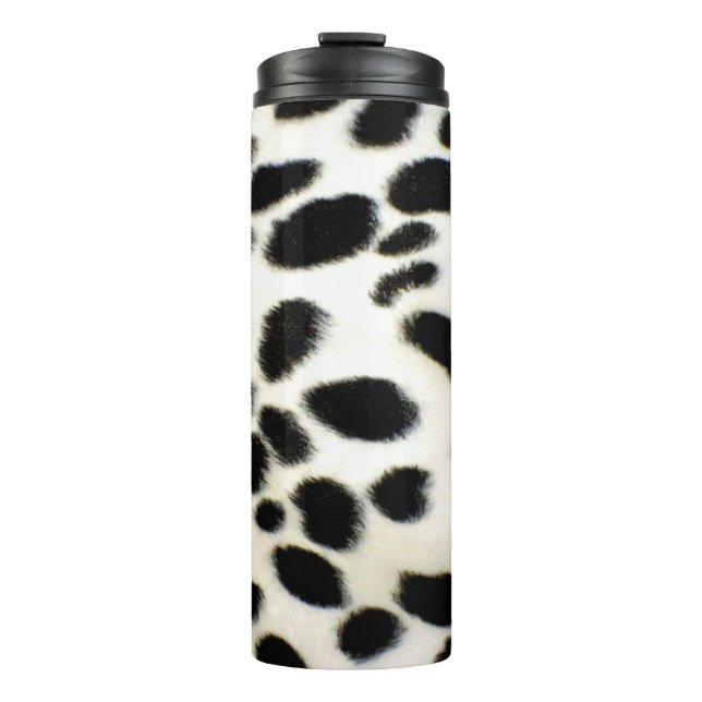 Dalmatian Fur Customise Texture Black and White Thermal Tumbler (Front)