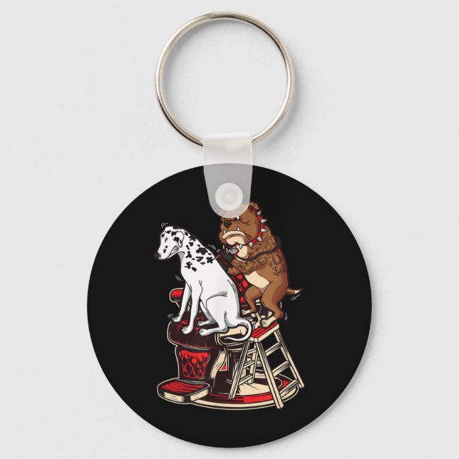 Dalmatian Getting Spots Tattoo Bulldog  Key Ring (Front)