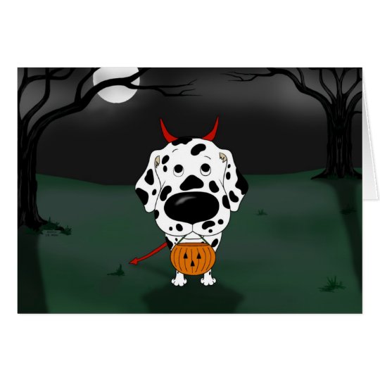 Dalmatian Halloween Devil Card