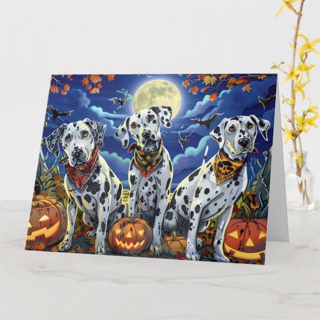 Dalmatian Halloween Spooky Card (Yellow Flower)