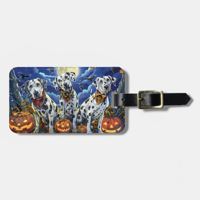 Dalmatian Halloween Spooky Luggage Tag (Front Horizontal)