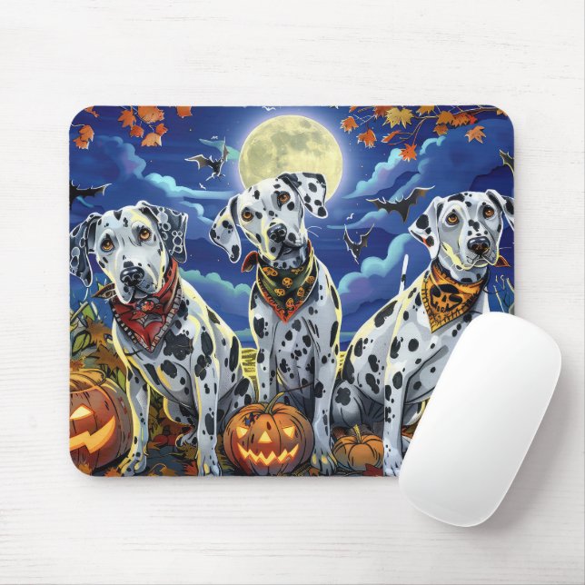 Dalmatian Halloween Spooky Mouse Mat (With Mouse)