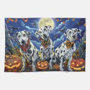 Dalmatian Halloween Spooky Tea Towel