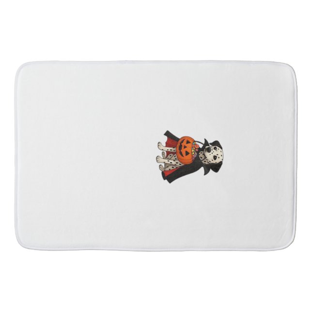 Dalmatian Halloween Vampire Dog with Pumpkin Baske Bath Mat (Front)