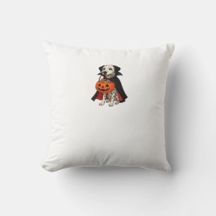 Dalmatian Halloween Vampire Dog with Pumpkin Baske Cushion