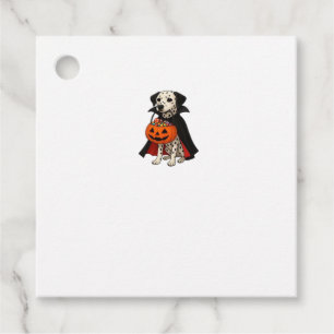 Dalmatian Halloween Vampire Dog with Pumpkin Baske Favour Tags