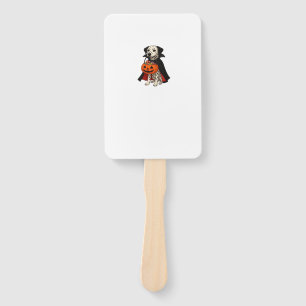 Dalmatian Halloween Vampire Dog with Pumpkin Baske Hand Fan