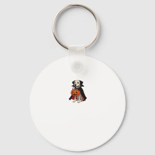 Dalmatian Halloween Vampire Dog with Pumpkin Baske Key Ring