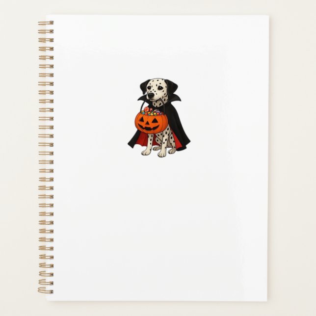 Dalmatian Halloween Vampire Dog with Pumpkin Baske Planner (Front)