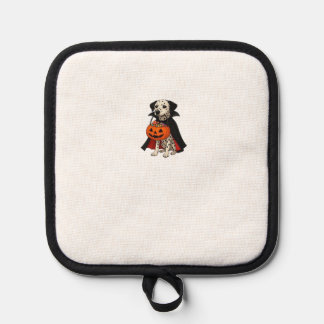 Dalmatian Halloween Vampire Dog with Pumpkin Baske Pot Holder